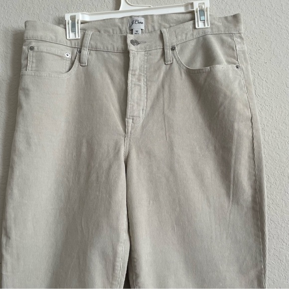 J crew woman straight leg high rise ribbed pant 32 beige cotton casual soft - Picture 9 of 9